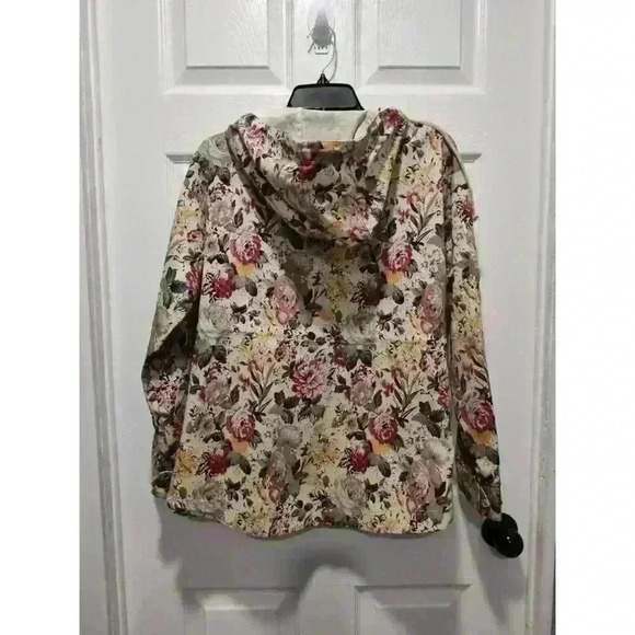 Margot Floral Hooded Full Zip Snap Button Coat Jacket With Pockets Size XSMALL - Picture 15 of 16